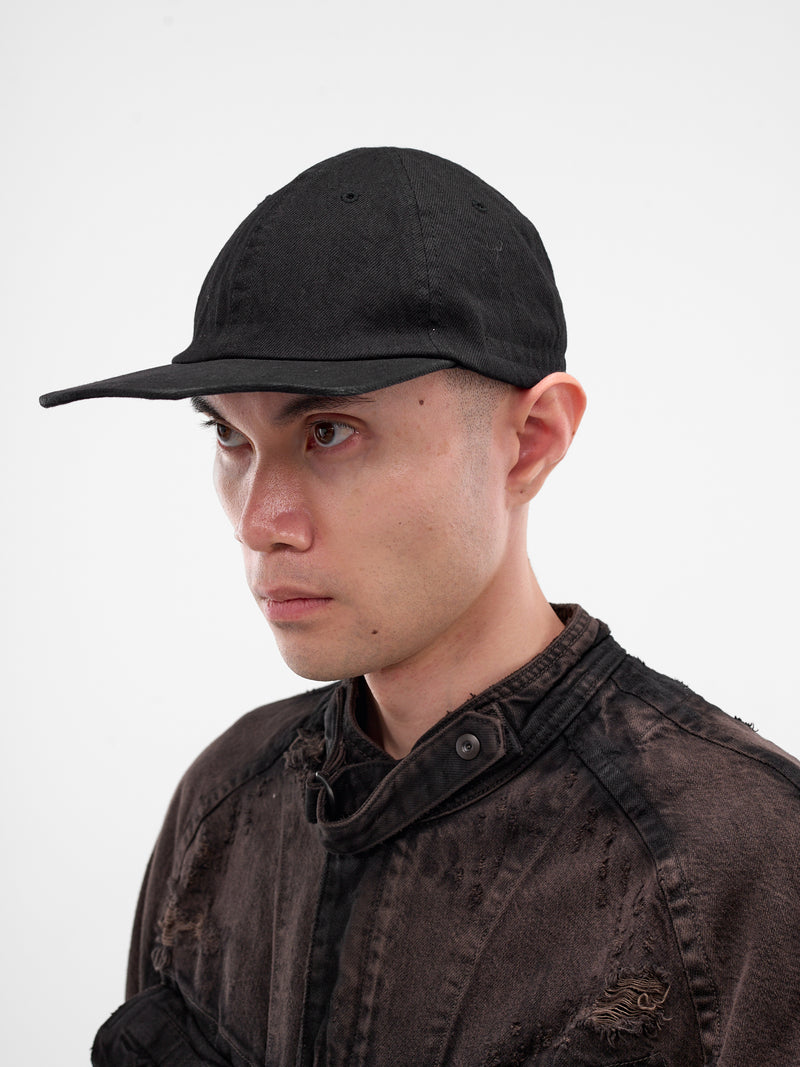 Black Aged Denim Panel Cap (917ACU7-BLACK)