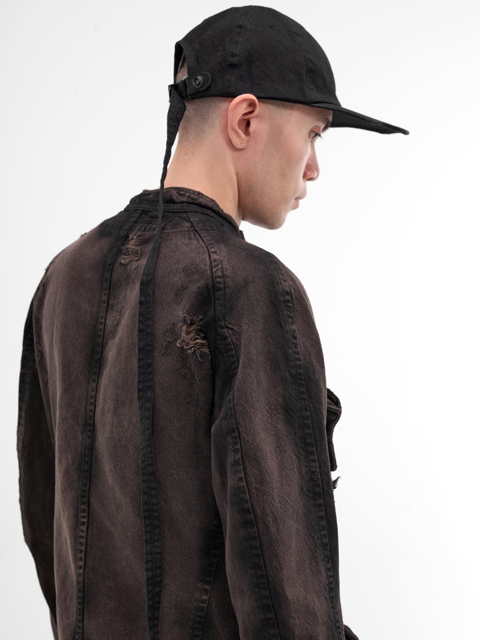 Black Aged Denim Panel Cap (917ACU7-BLACK)