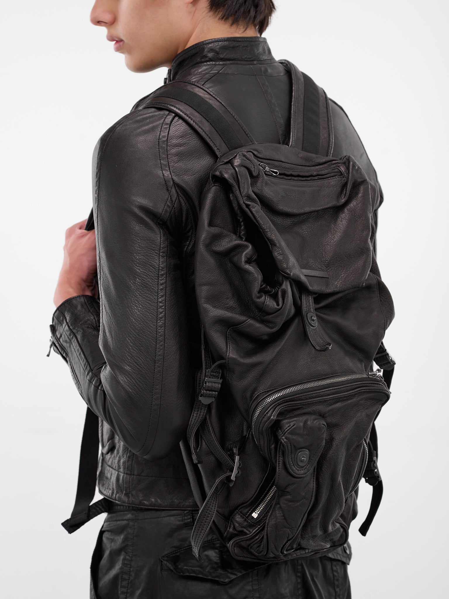 Black Leather Backpack (917BGU3-BLACK)