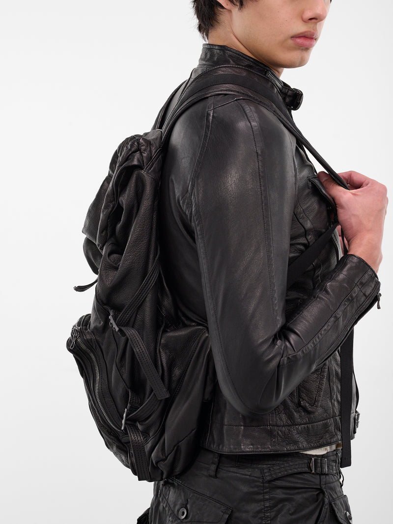 Black Leather Backpack (917BGU3-BLACK)