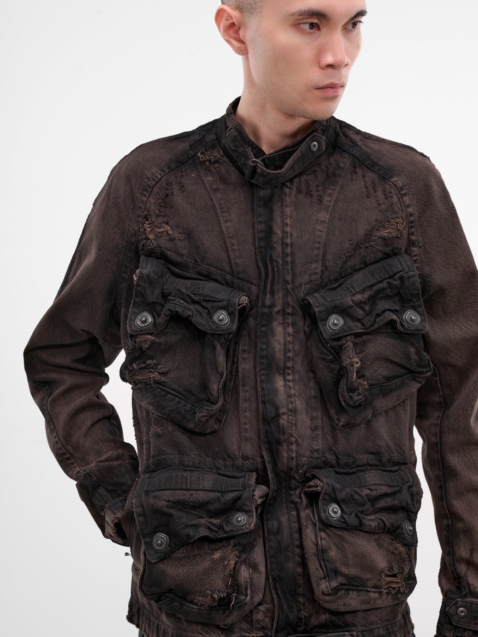 Brown Distressed Denim Jacket (917BLM1-BW-DARK-BROWN)