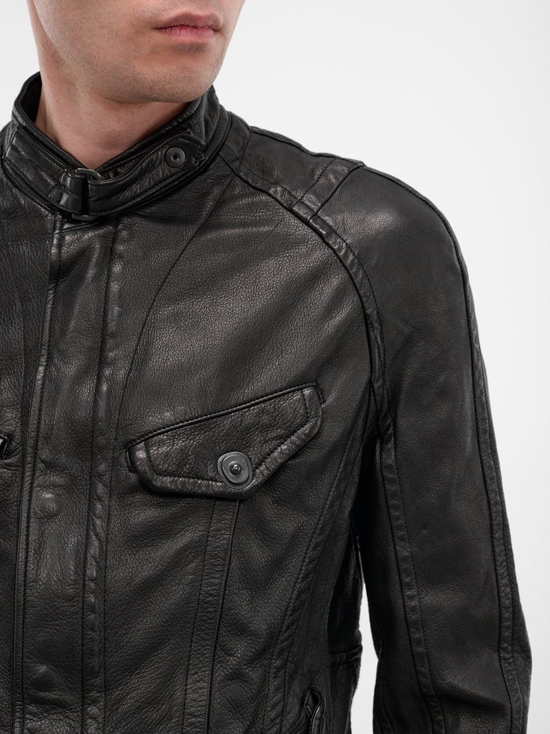 Black Leather Utility Jacket (917BLM2-BLACK)