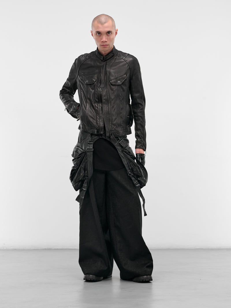 Black Leather Utility Jacket (917BLM2-BLACK)