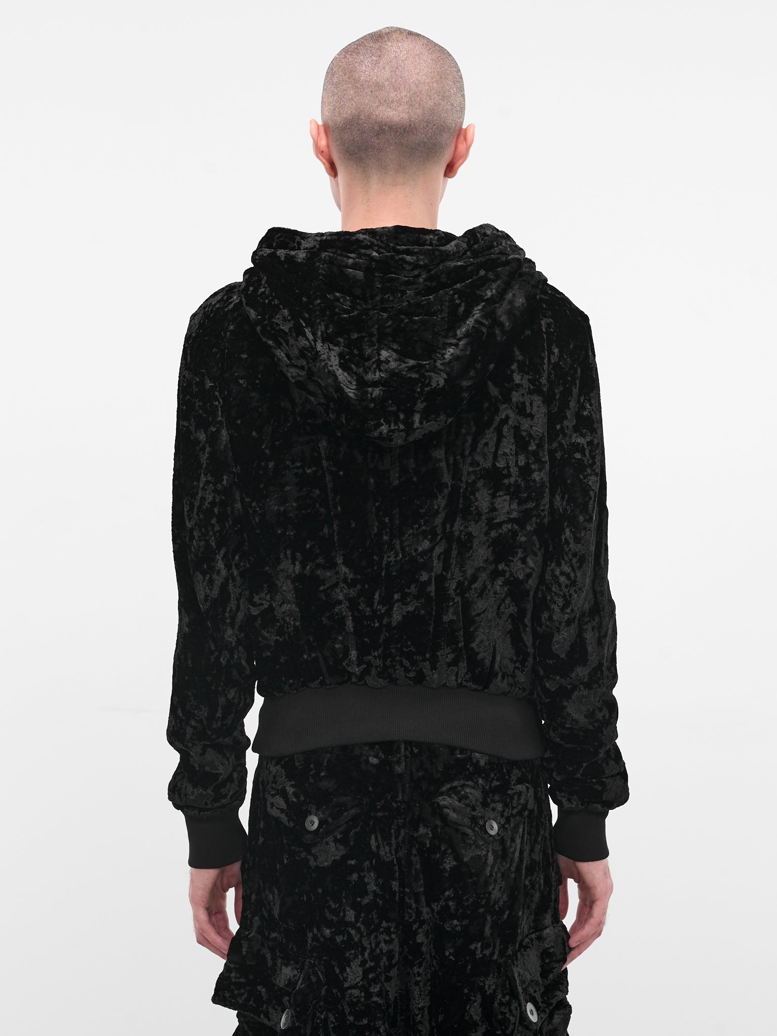 Black Crushed Velvet Zip Hoodie (917BLM5-BLACK)