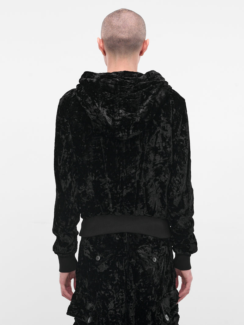 Black Crushed Velvet Zip Hoodie (917BLM5-BLACK)
