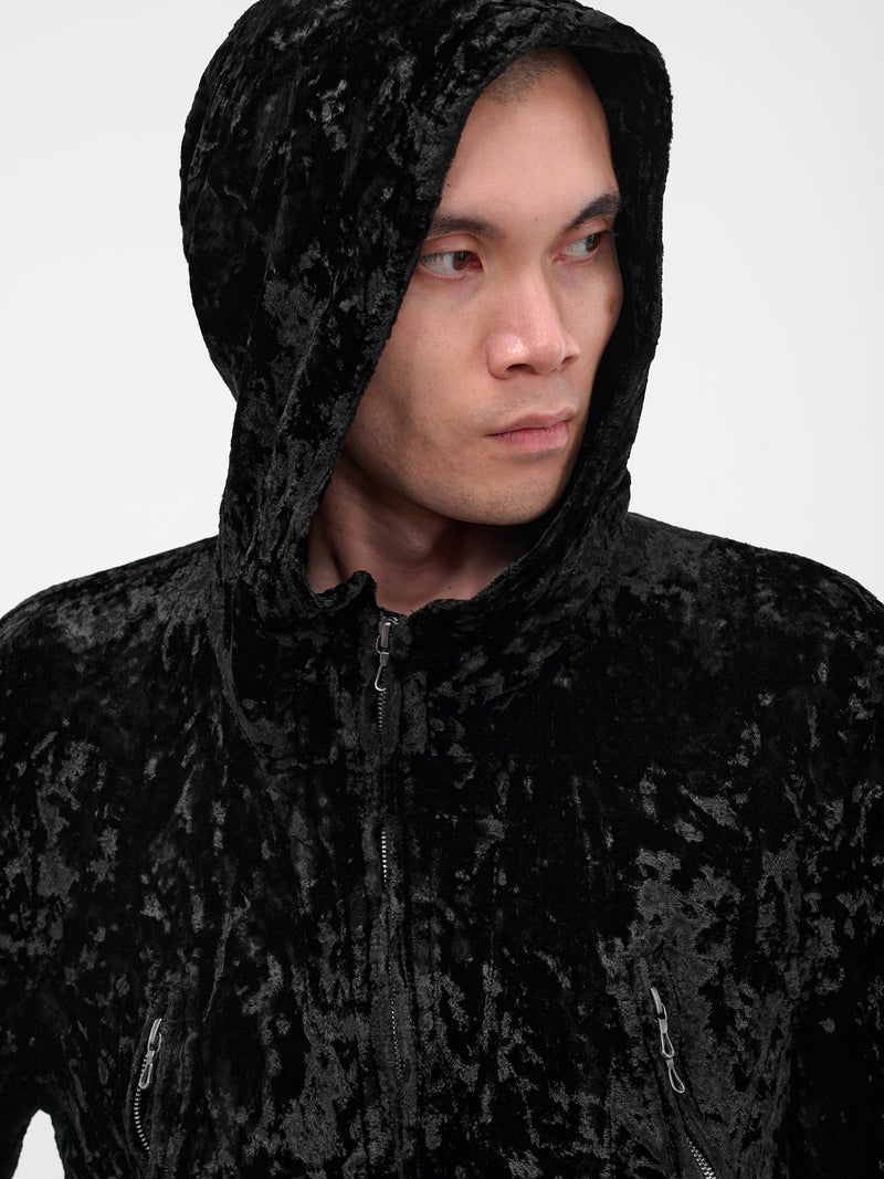Black Crushed Velvet Zip Hoodie (917BLM5-BLACK)