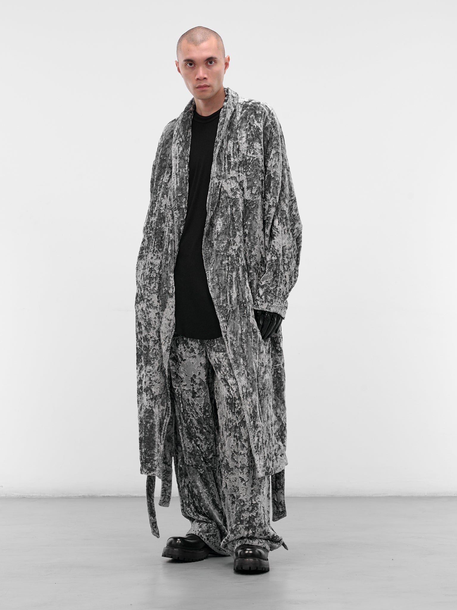 Black Cotton-Silk Ribbed Tee (917CUM8-BLACK)