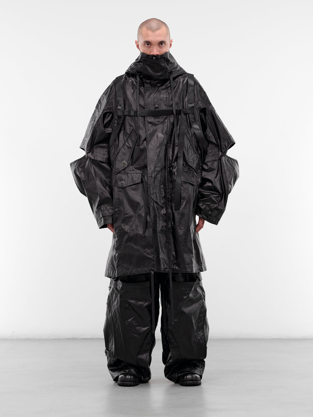 Black Coated Technical Parka Jacket (917COM5-BLACK)