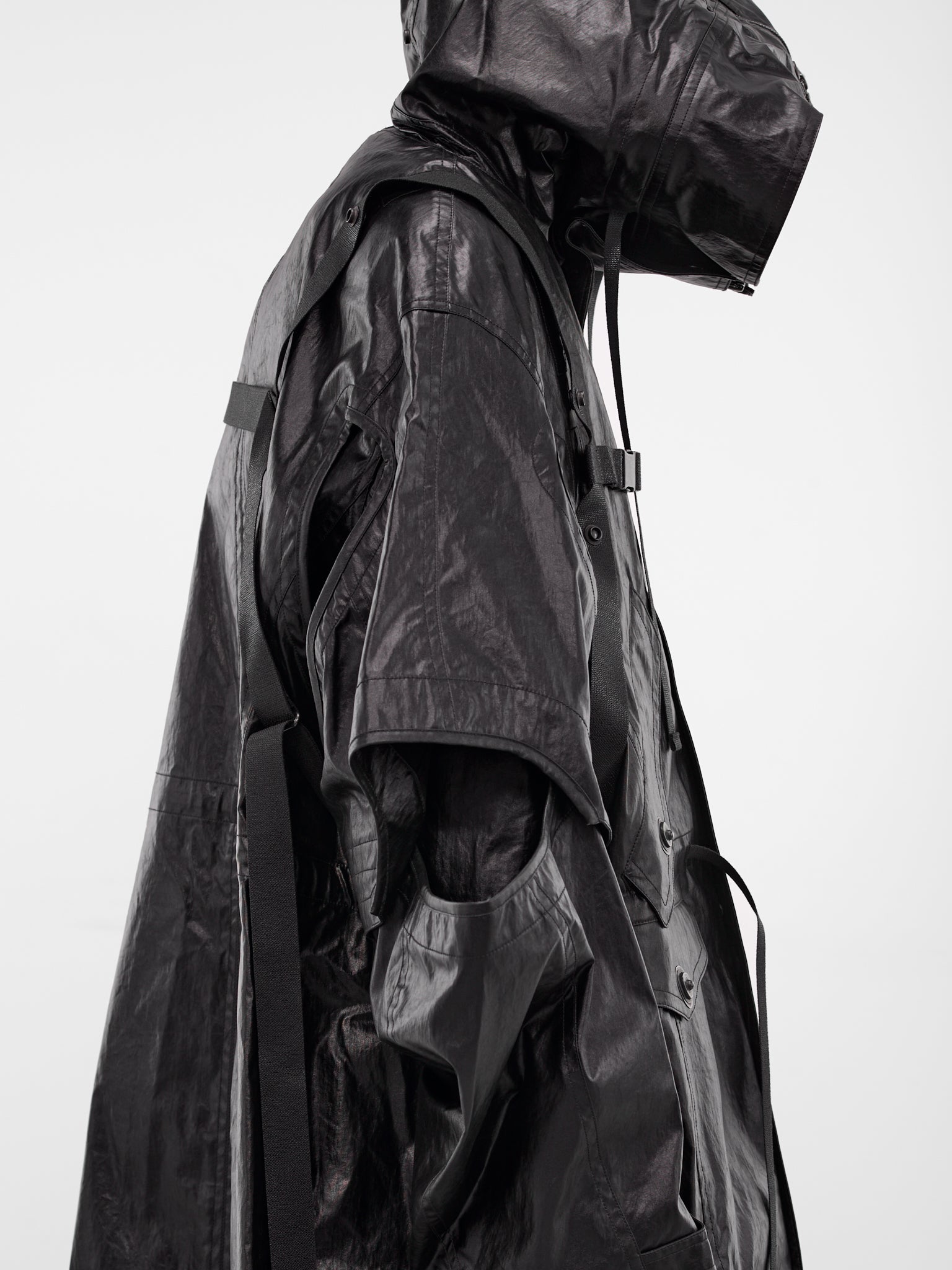 Black Coated Technical Parka Jacket (917COM5-BLACK)