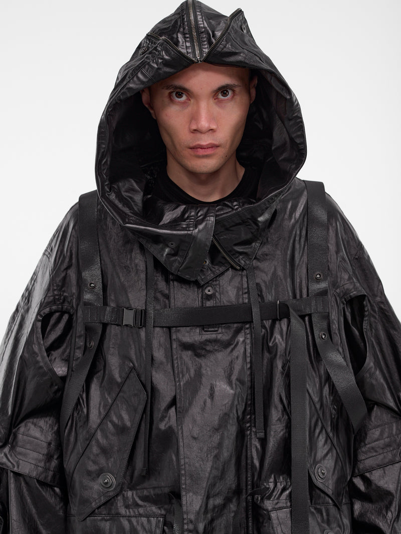Black Coated Technical Parka Jacket (917COM5-BLACK)