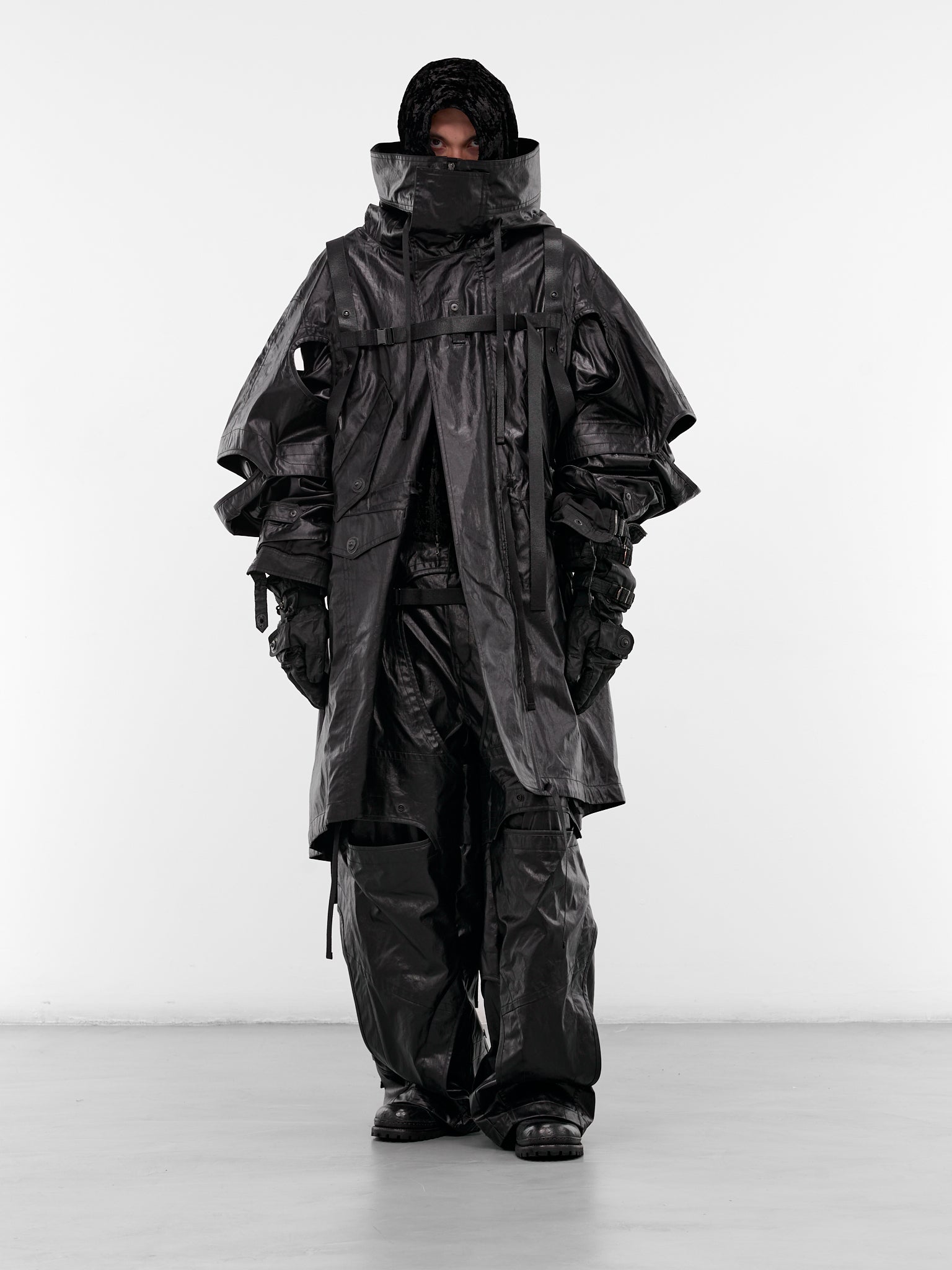 Black Coated Technical Parka Jacket (917COM5-BLACK)