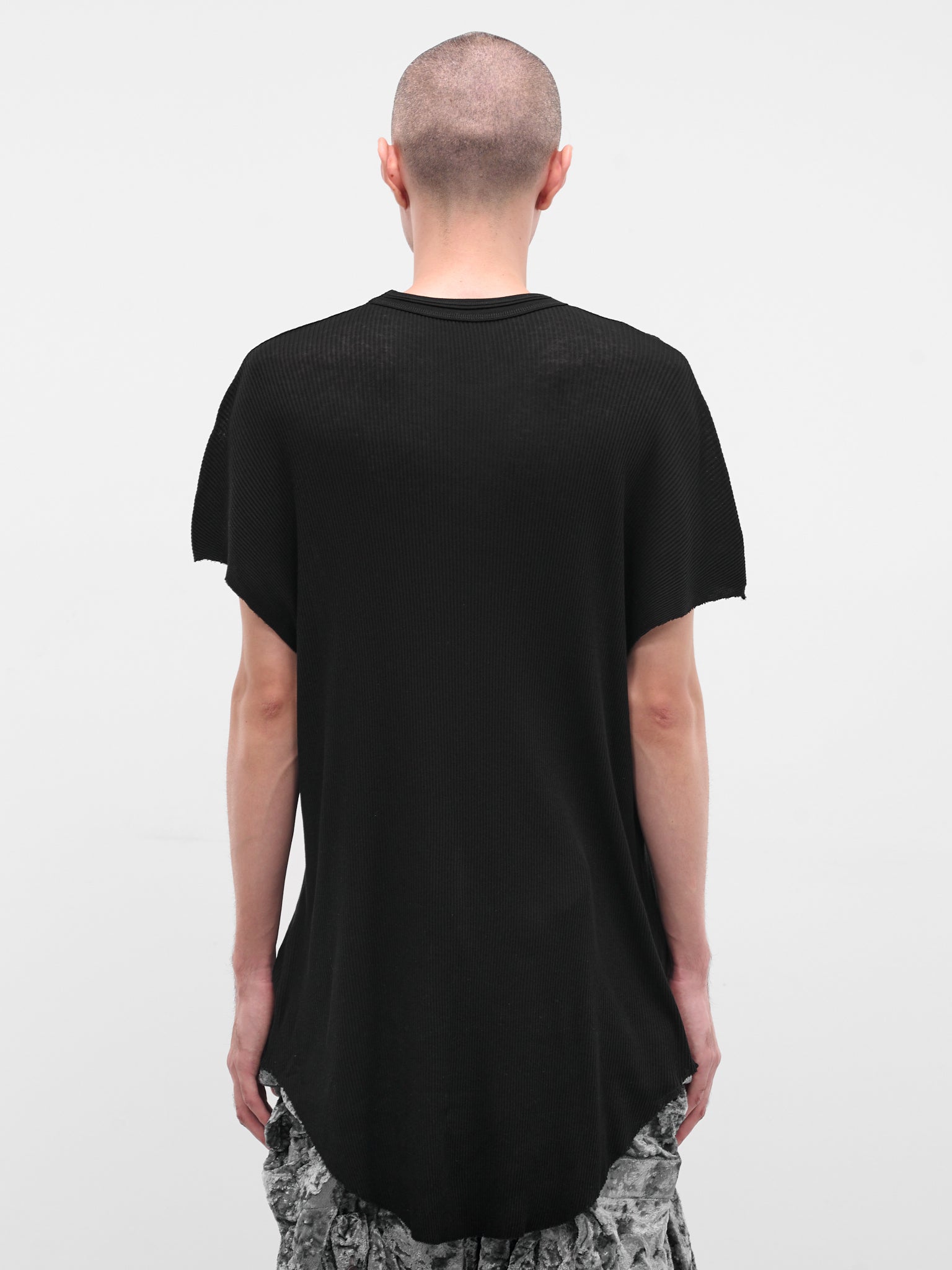 Black Cotton-Silk Ribbed Tee (917CUM8-BLACK)