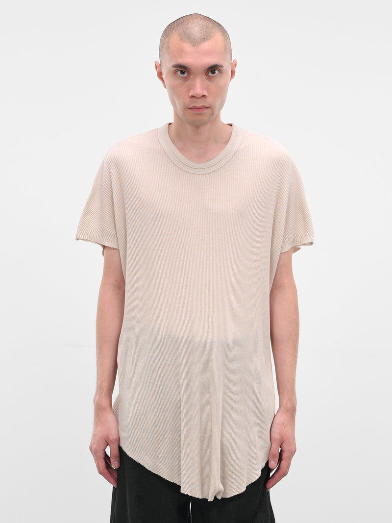 White Cotton-Silk Ribbed Tee (917CUM8-PLASTER)