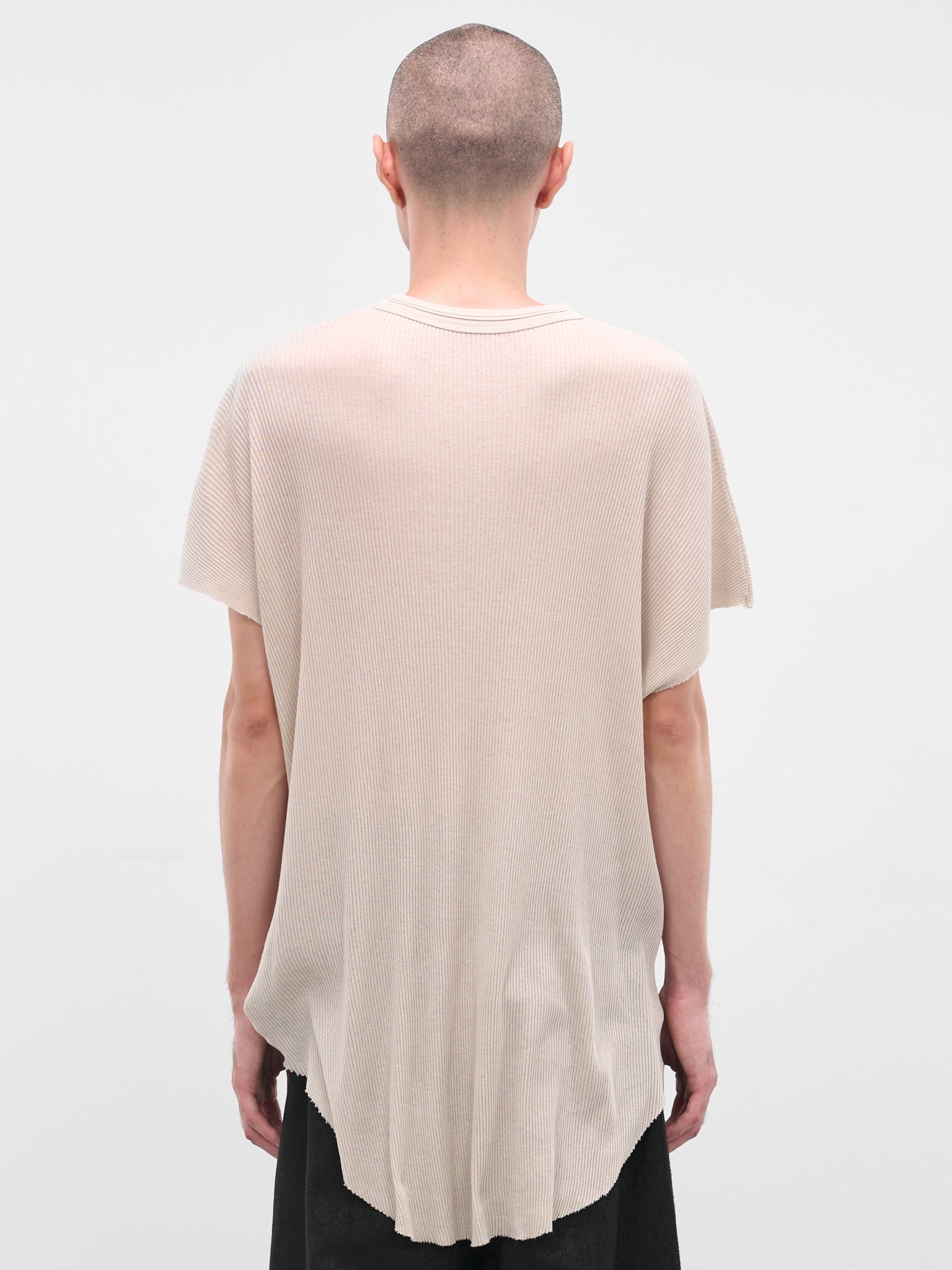 White Cotton-Silk Ribbed Tee (917CUM8-PLASTER)