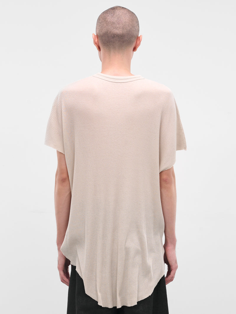 White Cotton-Silk Ribbed Tee (917CUM8-PLASTER)