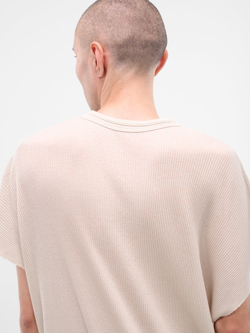 White Cotton-Silk Ribbed Tee (917CUM8-PLASTER)