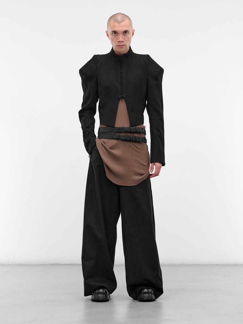 Black Leather Double Buckle Belt (917ACU23-BLACK)