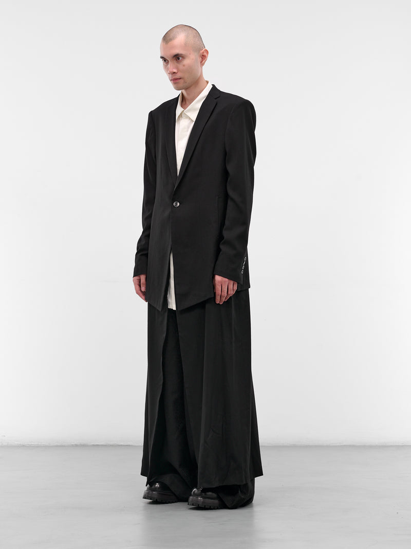 Black Tailored Wool-Viscose Blazer (917JAM1-S-BLACK)