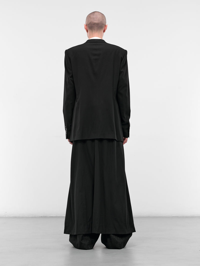 Black Tailored Wool-Viscose Blazer (917JAM1-S-BLACK)