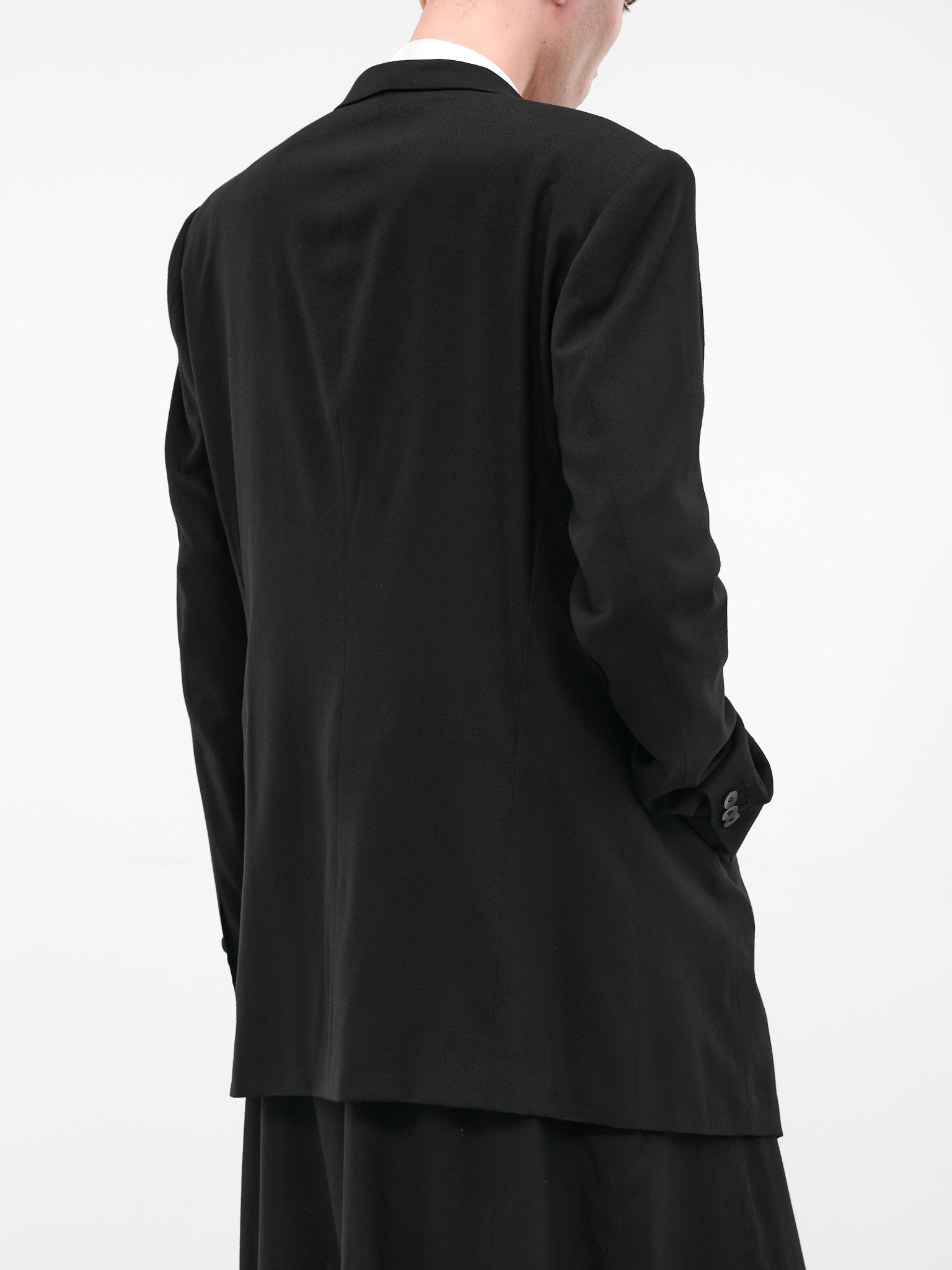 Black Tailored Wool-Viscose Blazer (917JAM1-S-BLACK)