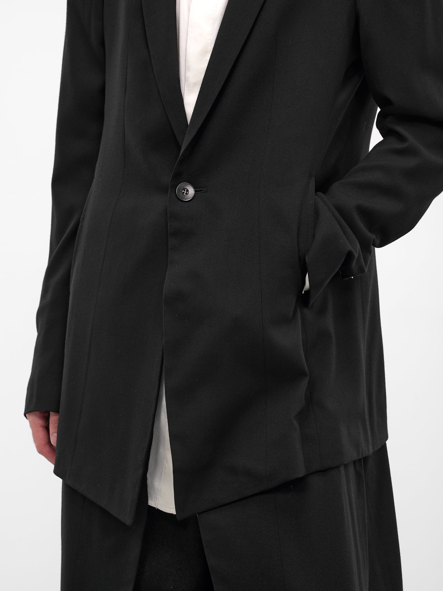 Black Tailored Wool-Viscose Blazer (917JAM1-S-BLACK)