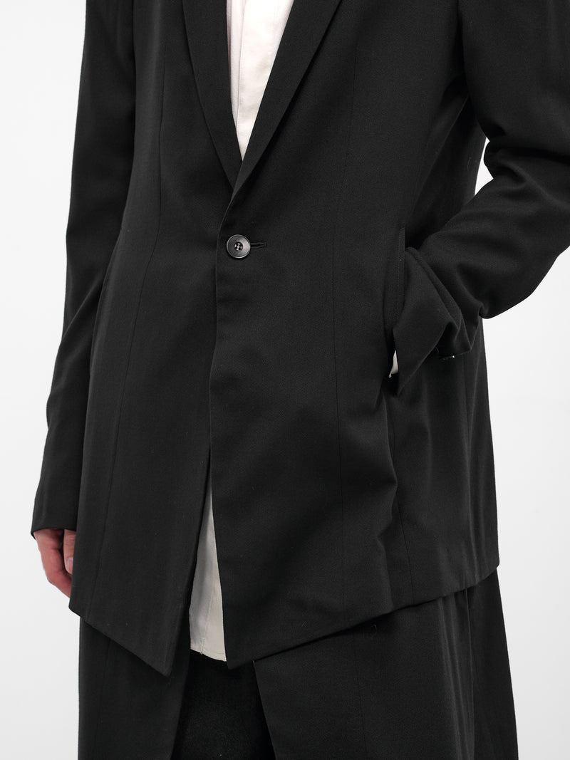 Black Tailored Wool-Viscose Blazer (917JAM1-S-BLACK)