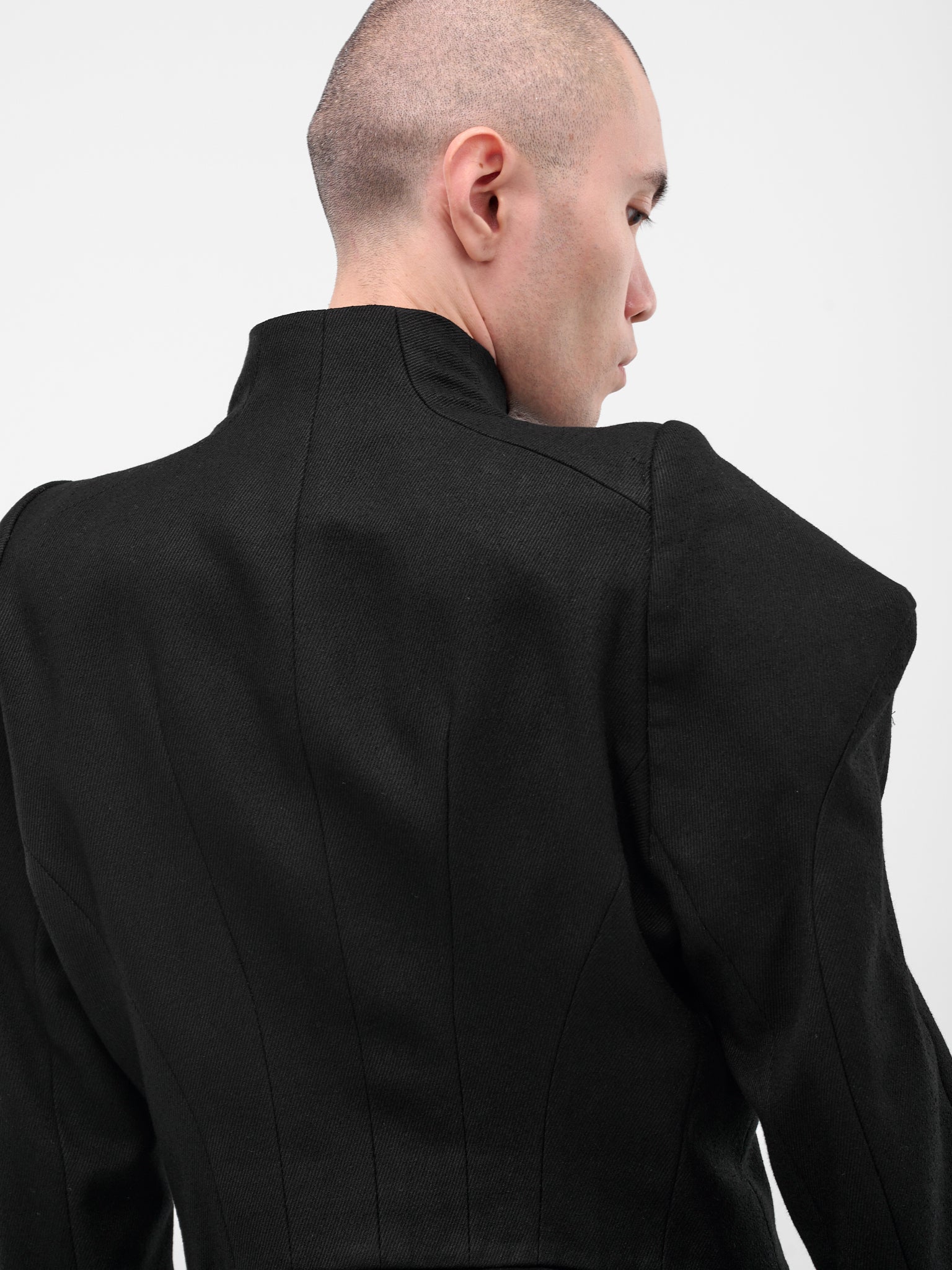 Black Sculptural Zip Blazer (917JAM2-BLACK)