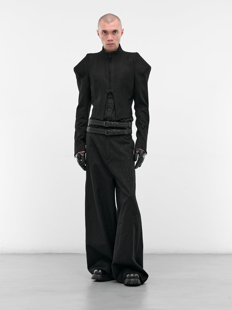 Black Sculptural Zip Blazer (917JAM2-BLACK)