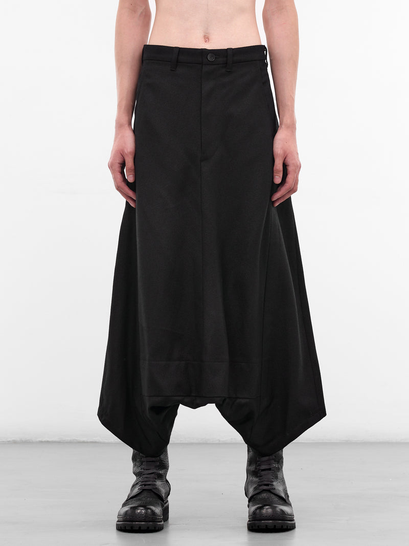 Black Baggy Drop Crotch Trousers (917PAM10-BLACK)