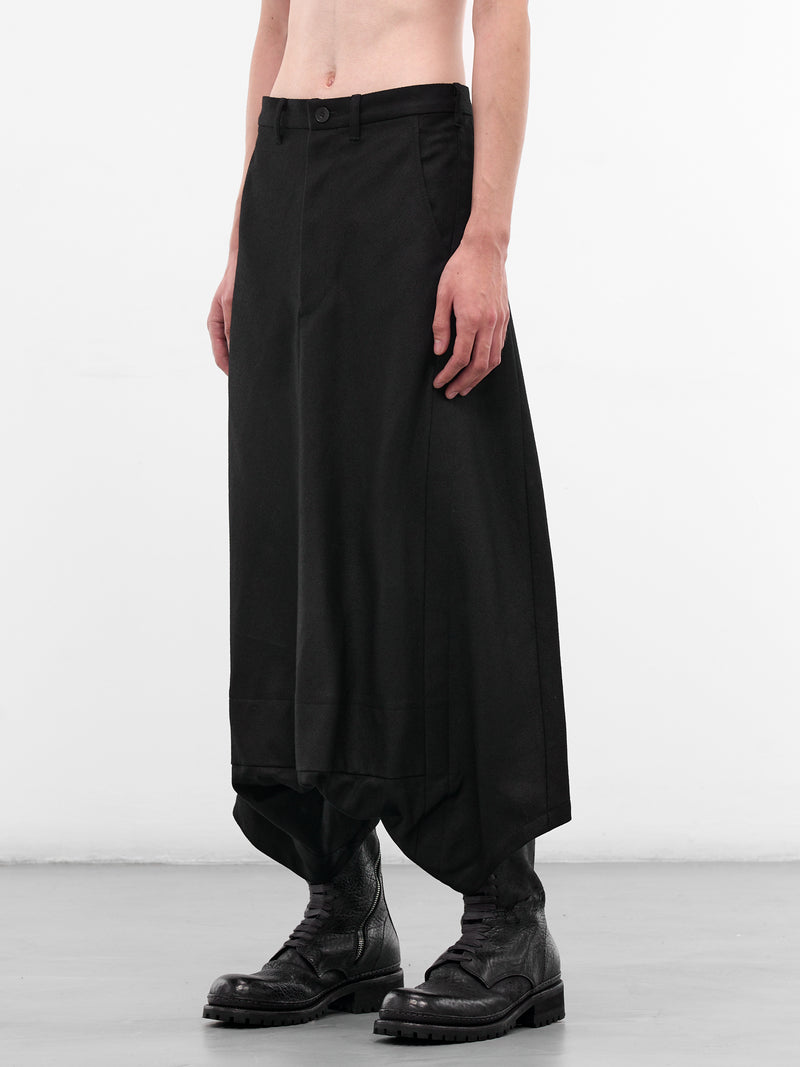 Black Baggy Drop Crotch Trousers (917PAM10-BLACK)