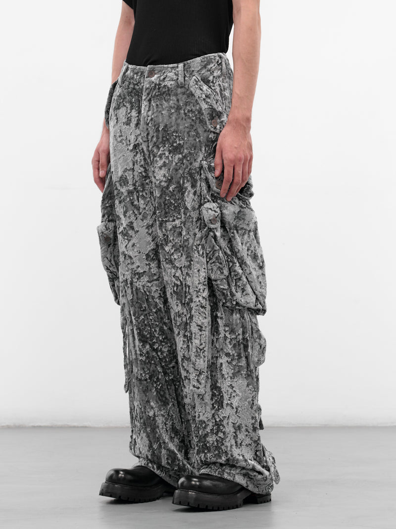 Gray Crushed Velvet Cargo Pants (917PAM8-GRAY)