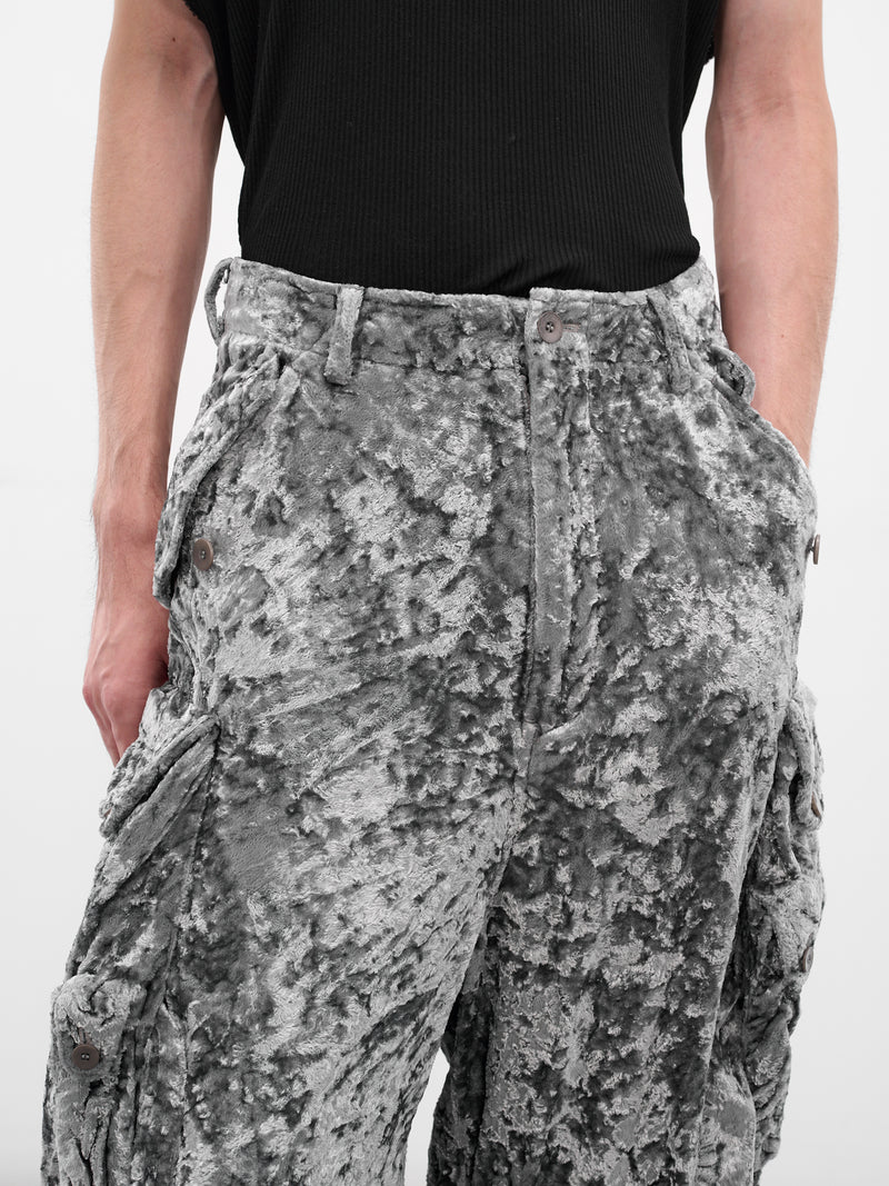 Gray Crushed Velvet Cargo Pants (917PAM8-GRAY)