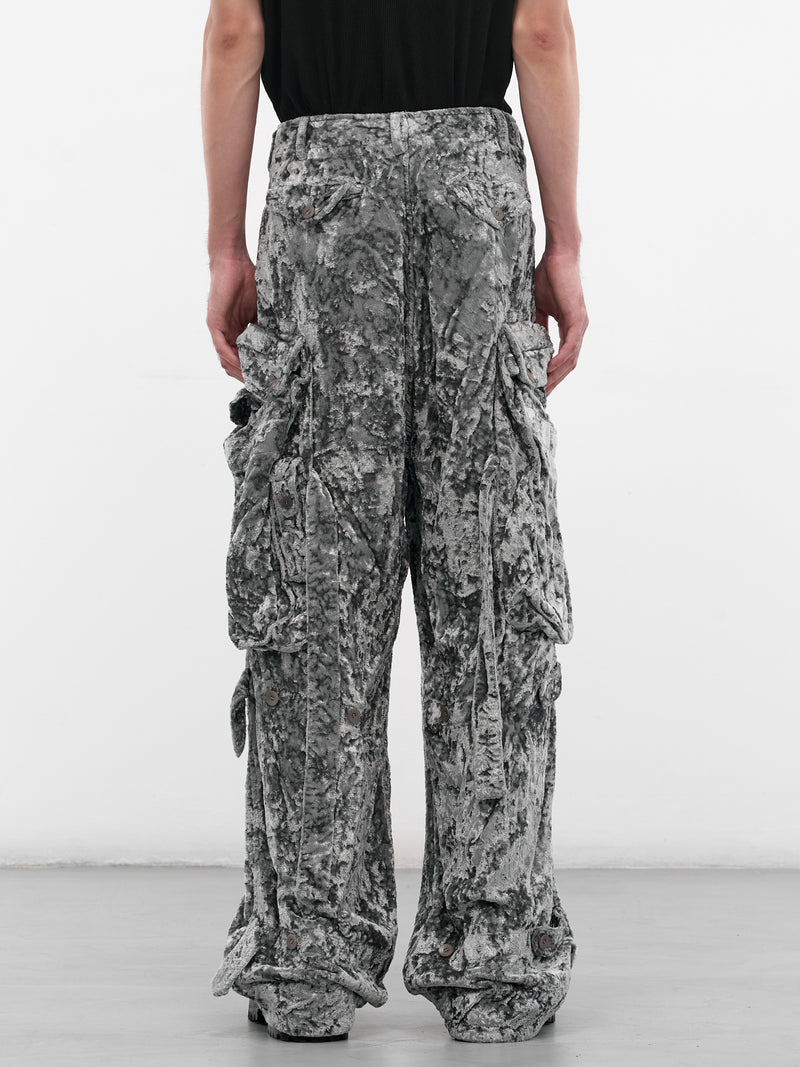Gray Crushed Velvet Cargo Pants (917PAM8-GRAY)
