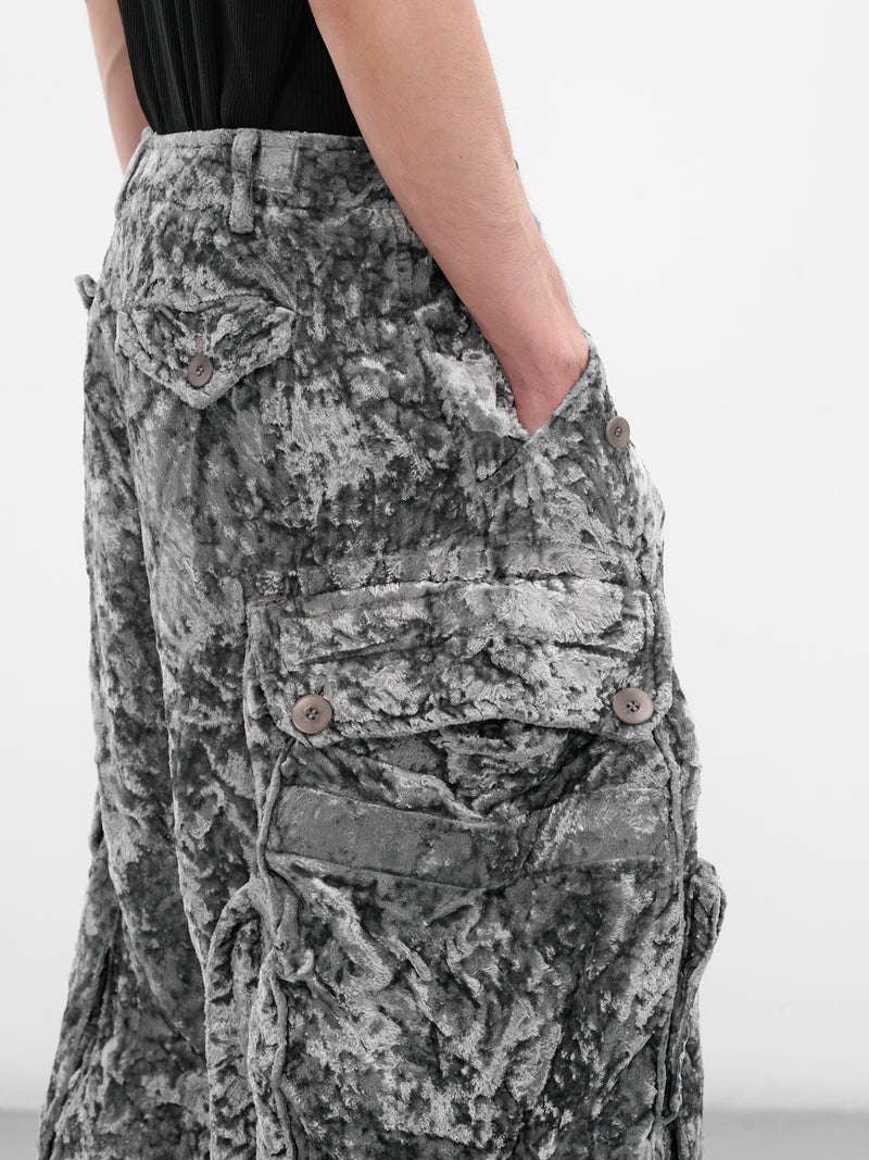 Gray Crushed Velvet Cargo Pants (917PAM8-GRAY)