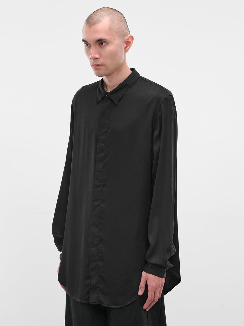 Black Silk Button-Up Shirt (917SHM4-BLACK)