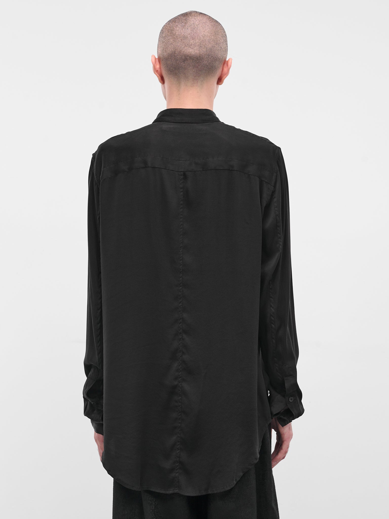 Black Silk Button-Up Shirt (917SHM4-BLACK)