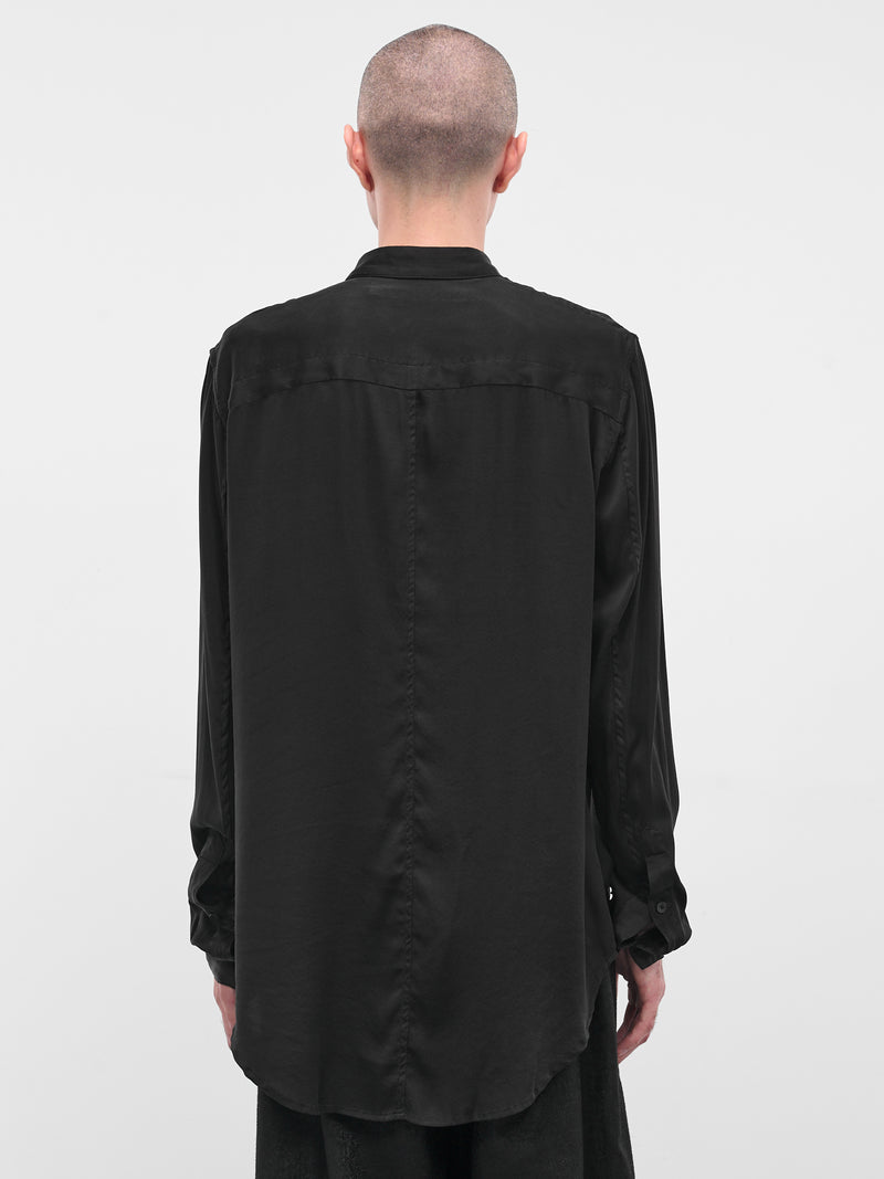 Black Silk Button-Up Shirt (917SHM4-BLACK)
