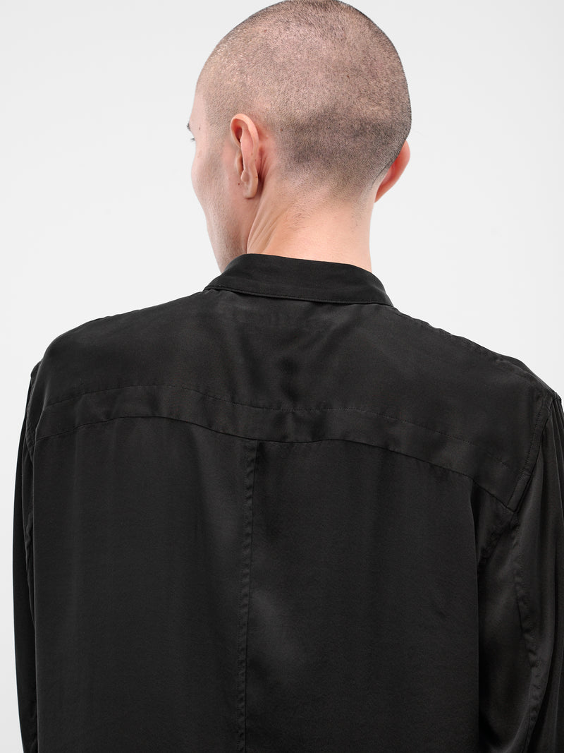 Black Silk Button-Up Shirt (917SHM4-BLACK)