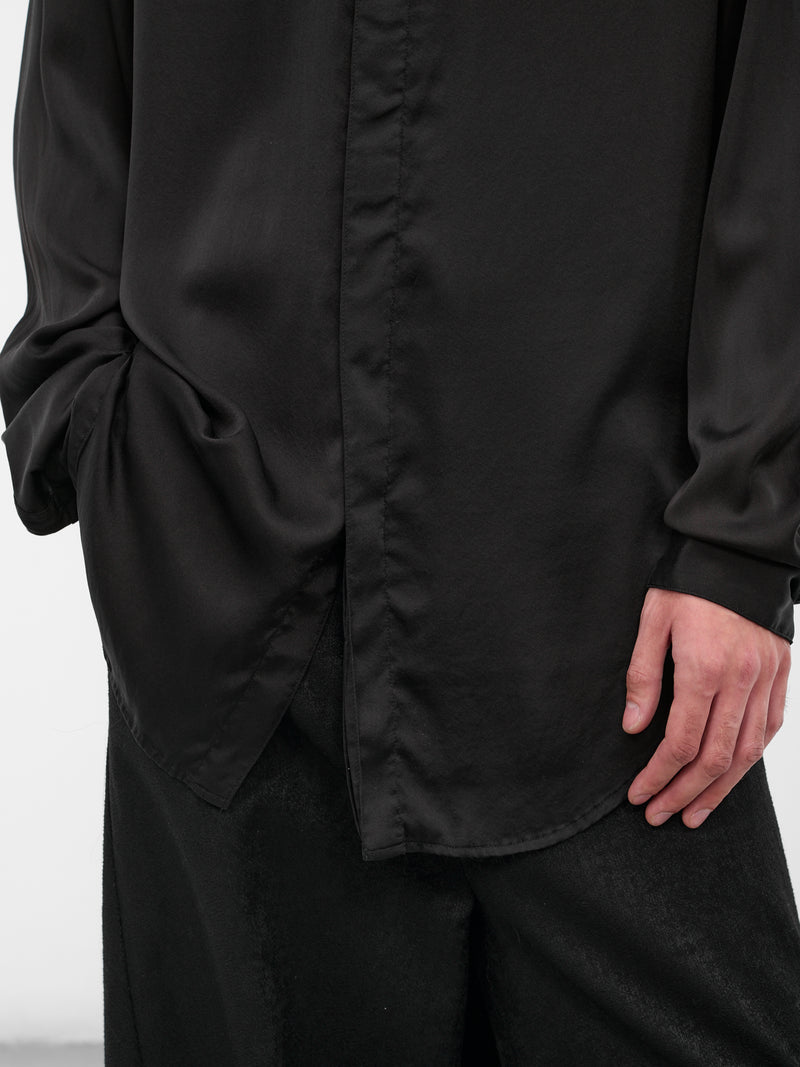 Black Silk Button-Up Shirt (917SHM4-BLACK)