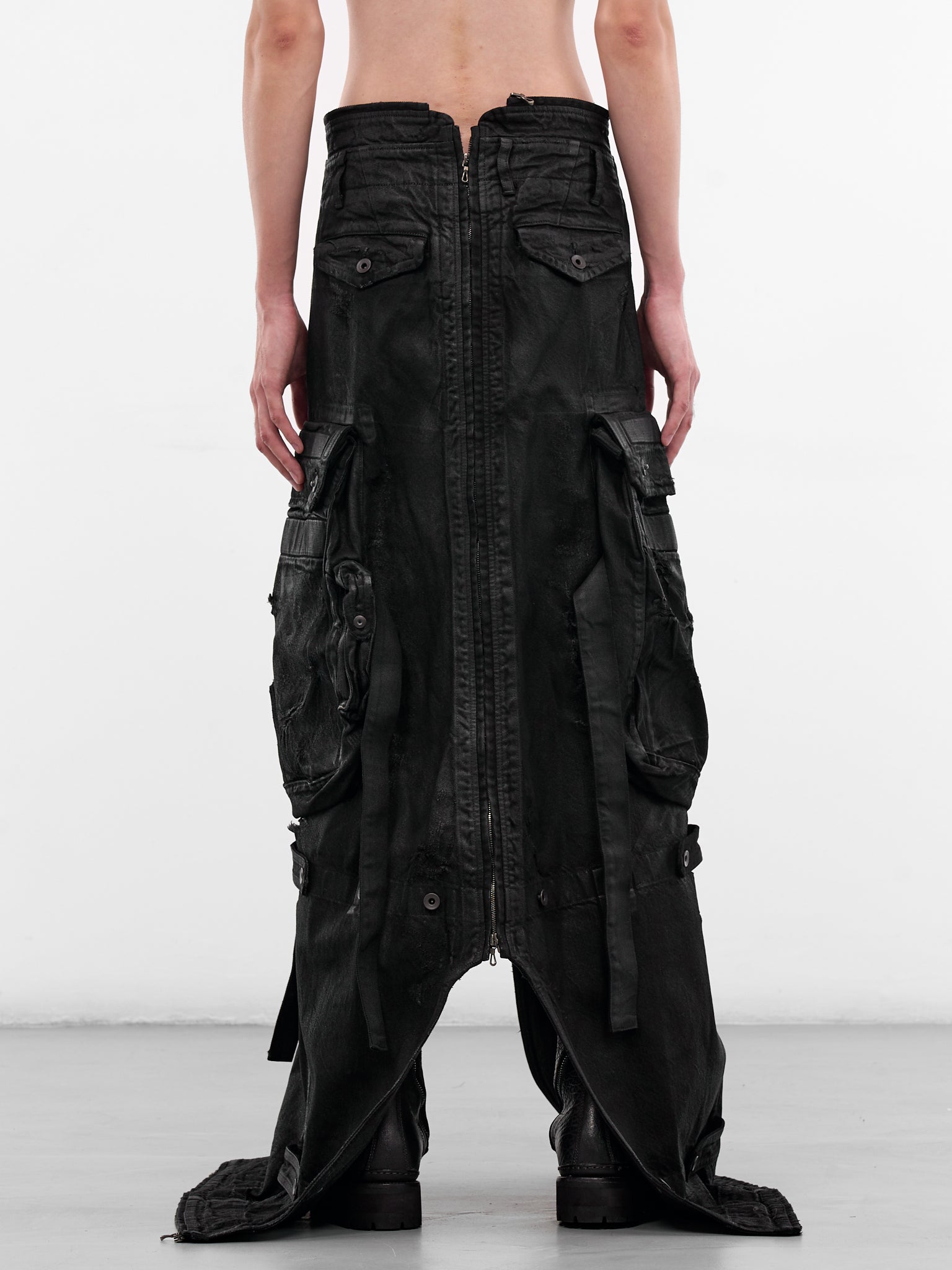 Black Coated Cargo Long Skirt (917SKU1-C-BLACK)