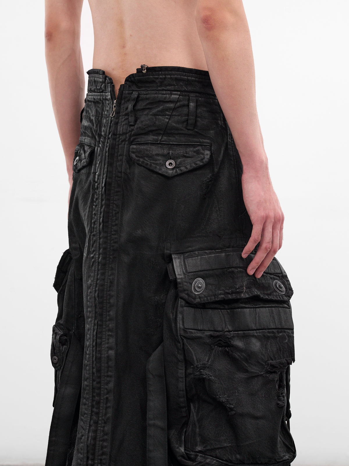 Black Coated Cargo Long Skirt (917SKU1-C-BLACK)