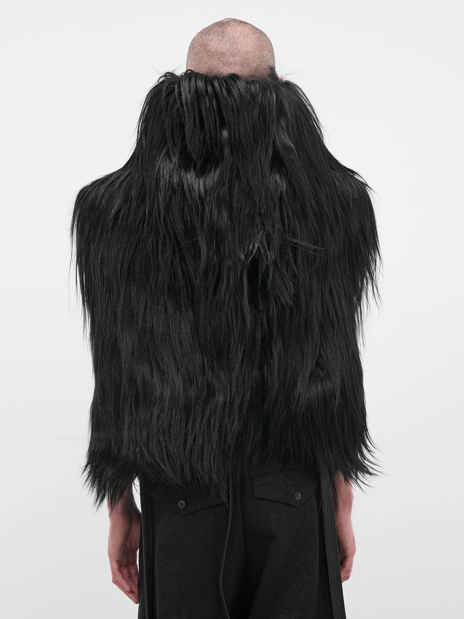Black Goat Fur Hooded Vest (917STU1-BLACK)