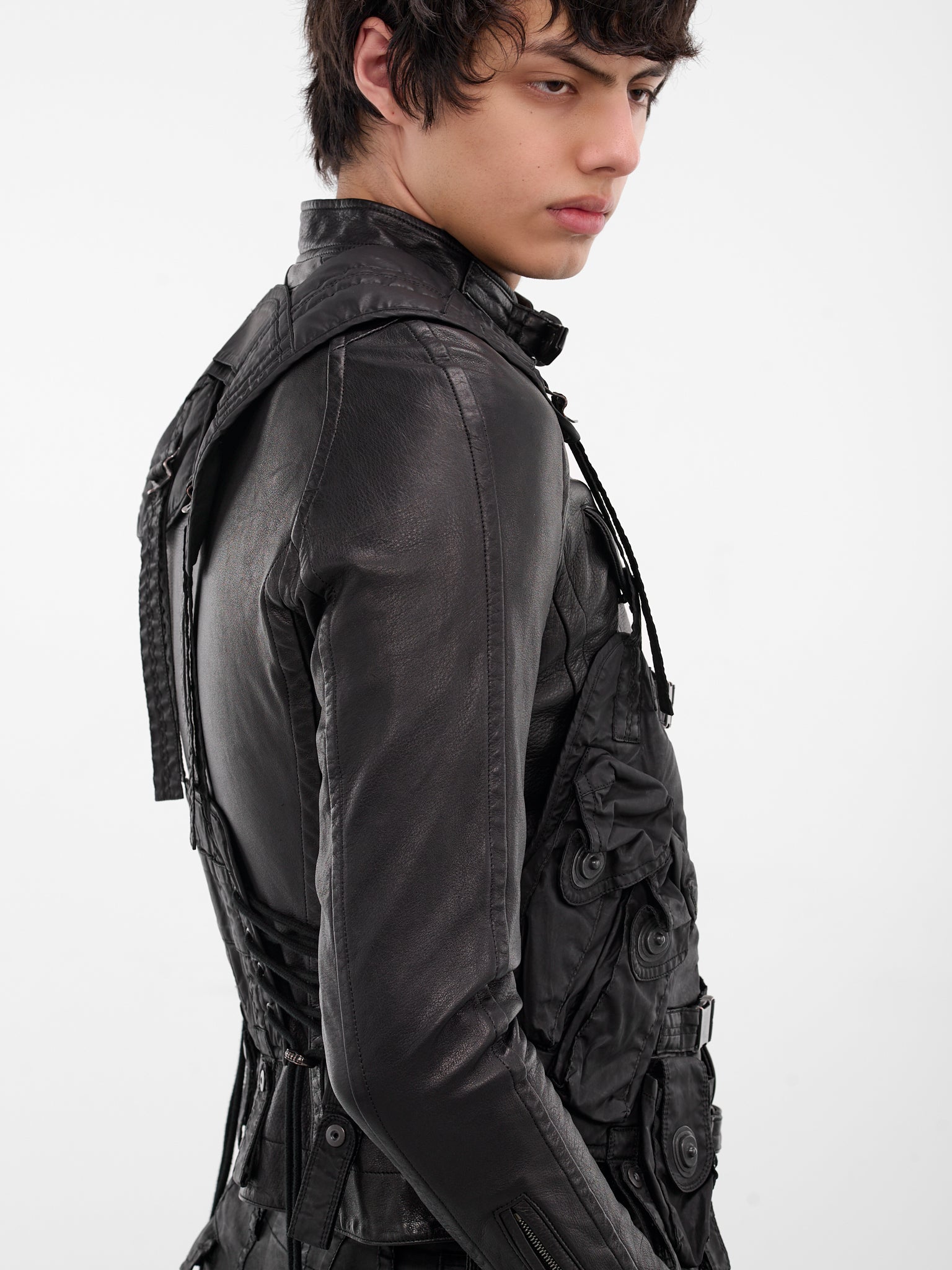 Black Coated Canvas Utility Vest (917VEM3-BLACK)