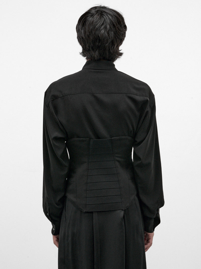 Black Cotton-Silk Waist Corset (957ACU1-BLACK)