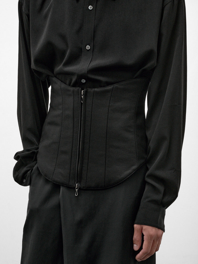 Black Cotton-Silk Waist Corset (957ACU1-BLACK)