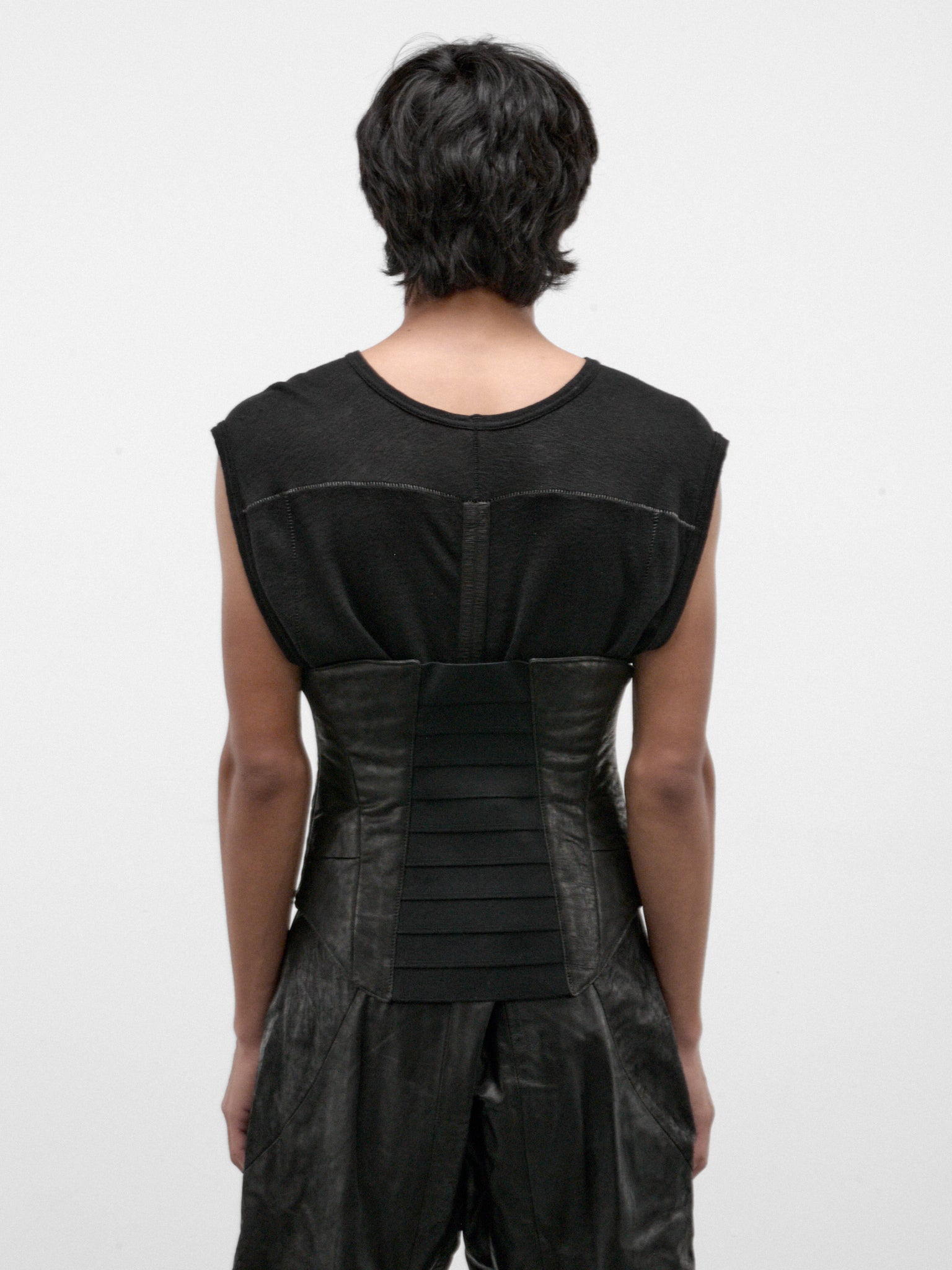 Black Leather Waist Corset (957ACU7-BLACK)