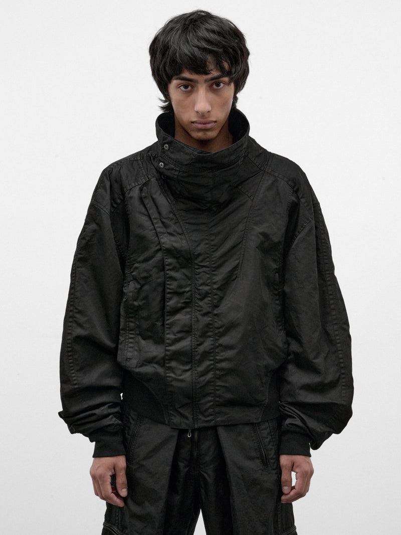 Black Nylon Relaxed Jacket (957BLM8-BLACK)