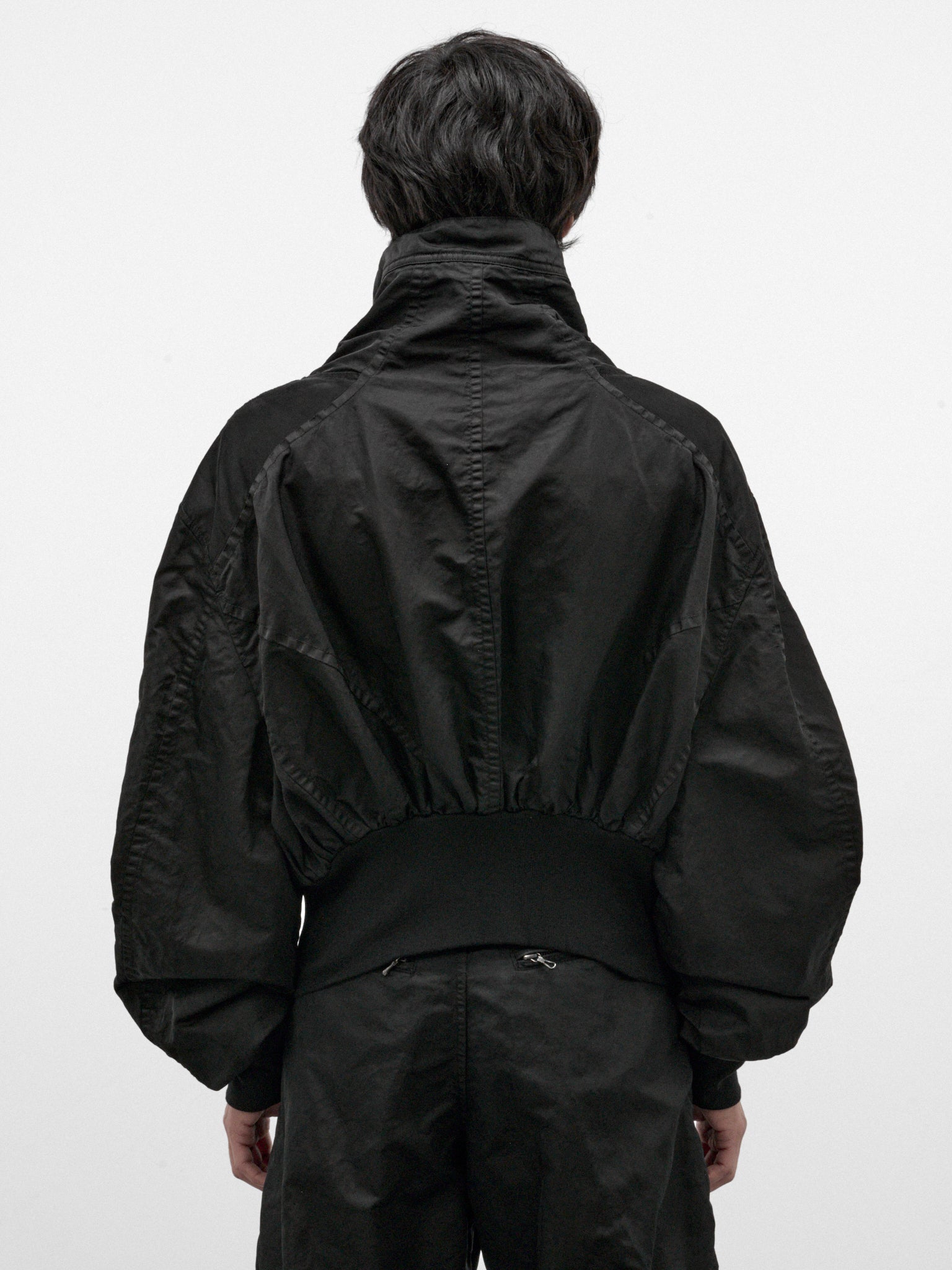 Black Nylon Relaxed Jacket (957BLM8-BLACK)