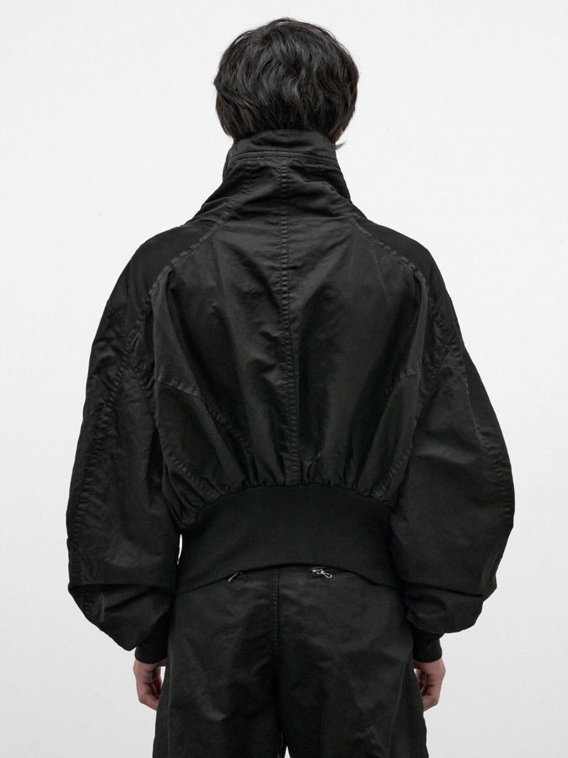 Black Nylon Relaxed Jacket (957BLM8-BLACK)