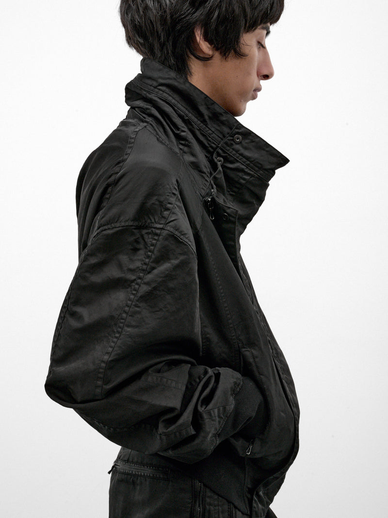 Black Nylon Relaxed Jacket (957BLM8-BLACK)
